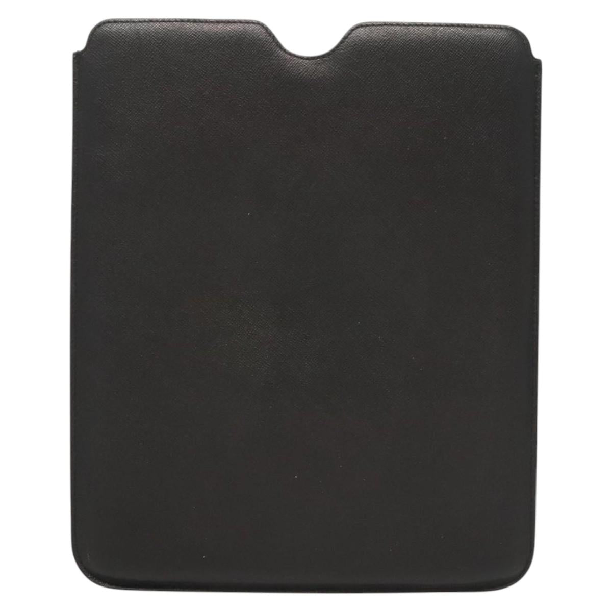 PRADA iPad Case Safiano leather Black Auth 121105