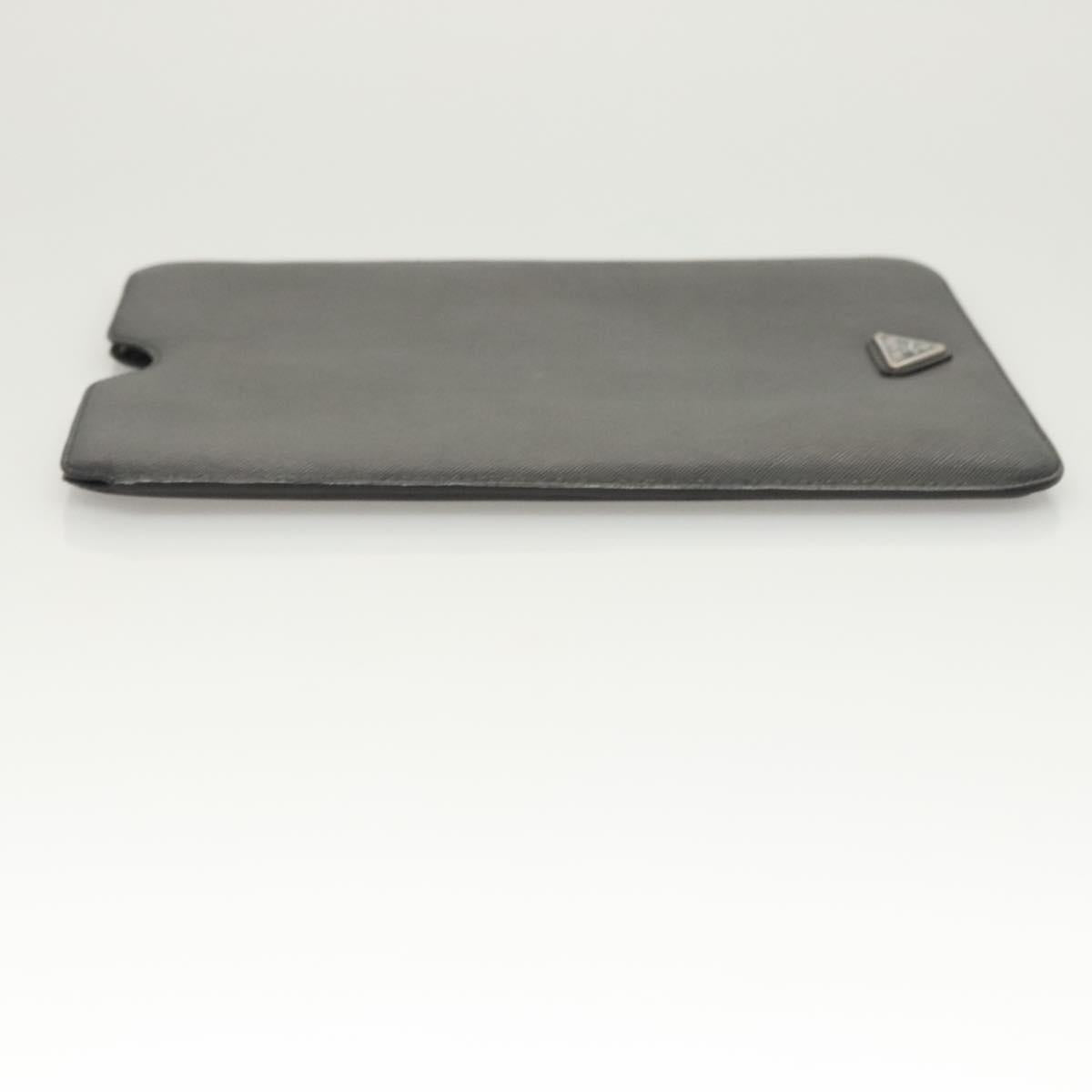 PRADA iPad Case Safiano leather Black Auth 121105