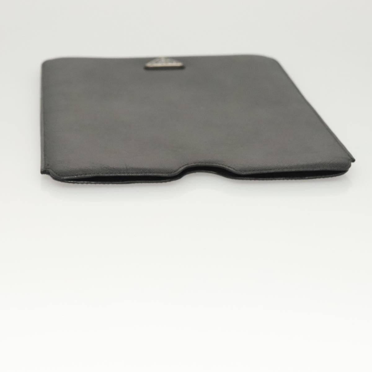 PRADA iPad Case Safiano leather Black Auth 121105