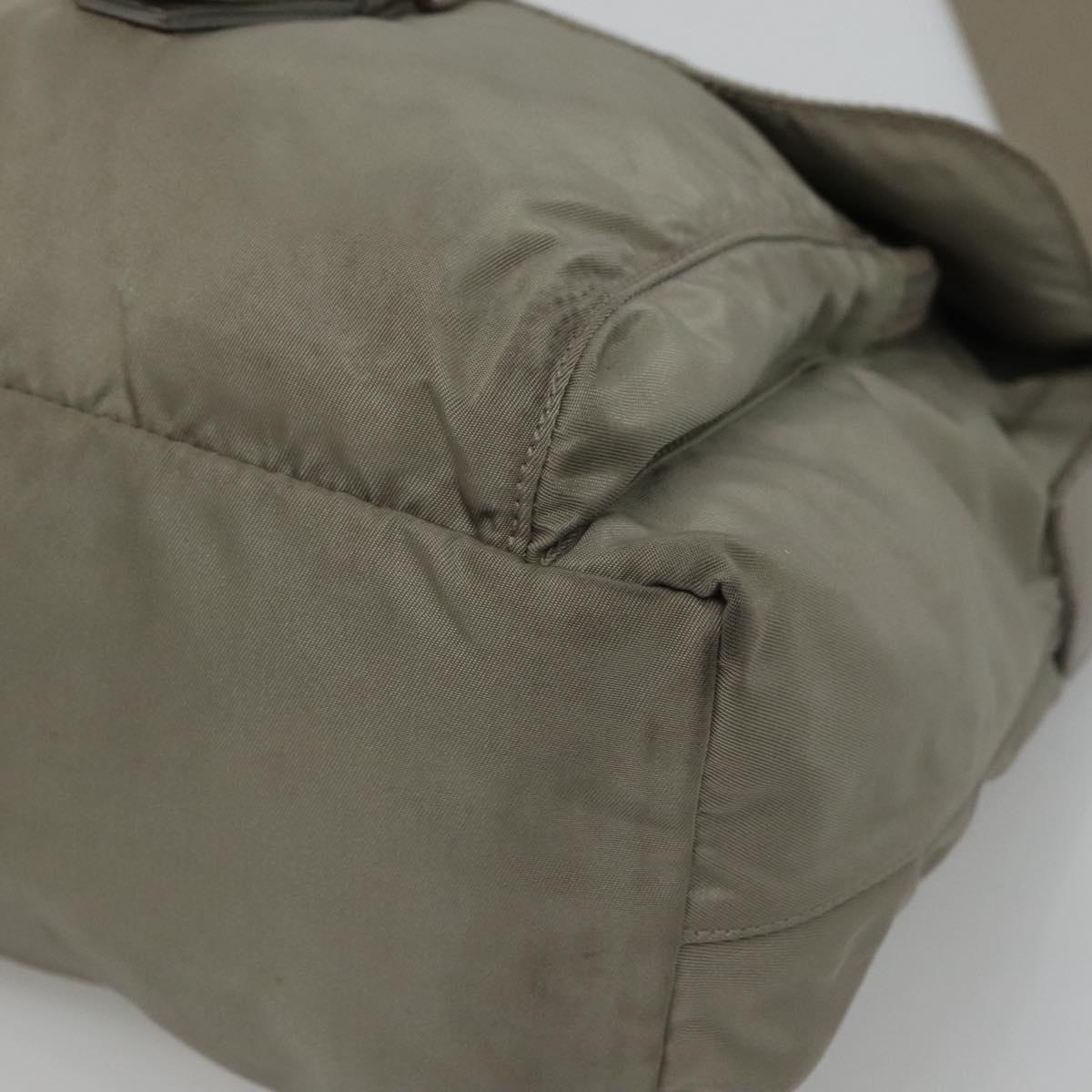 PRADA Shoulder Bag Nylon Green Silver Auth 121113
