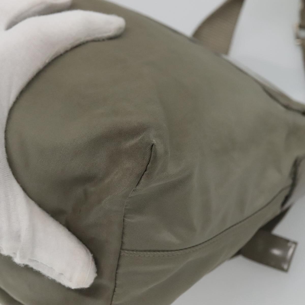 PRADA Shoulder Bag Nylon Green Silver Auth 121113