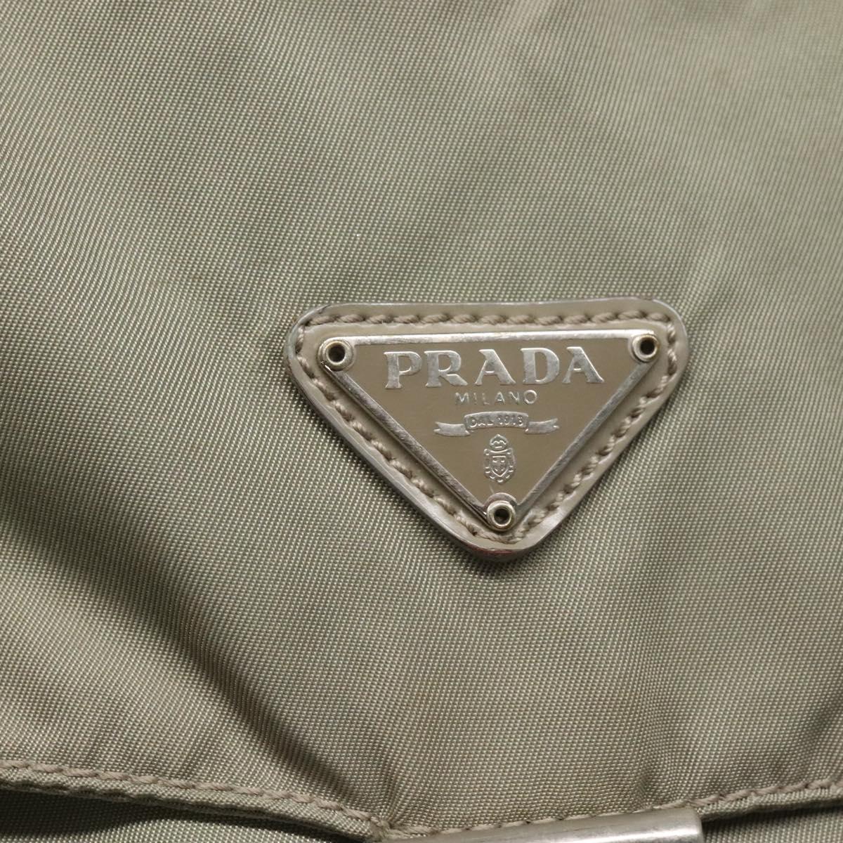 PRADA Shoulder Bag Nylon Green Silver Auth 121113