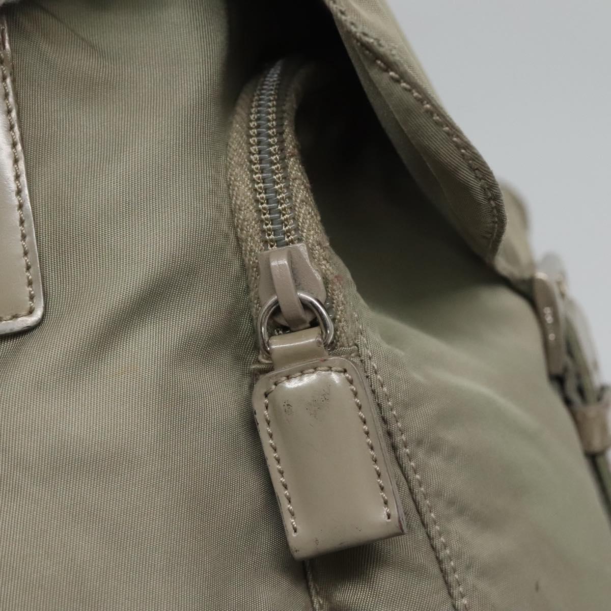 PRADA Shoulder Bag Nylon Green Silver Auth 121113