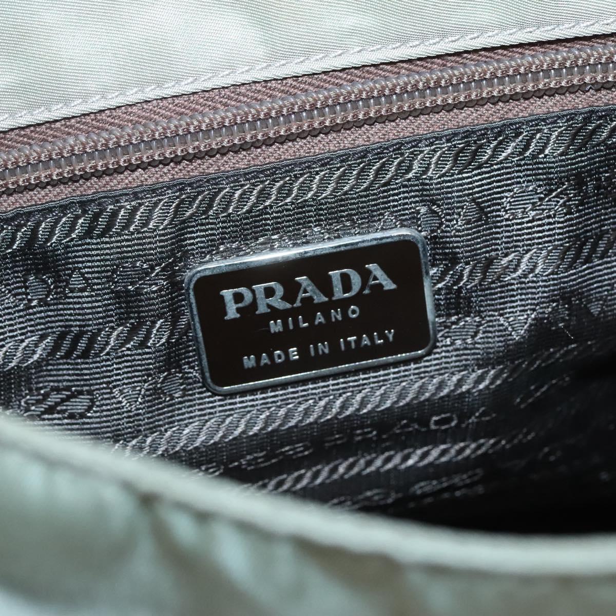 PRADA Shoulder Bag Nylon Green Silver Auth 121113