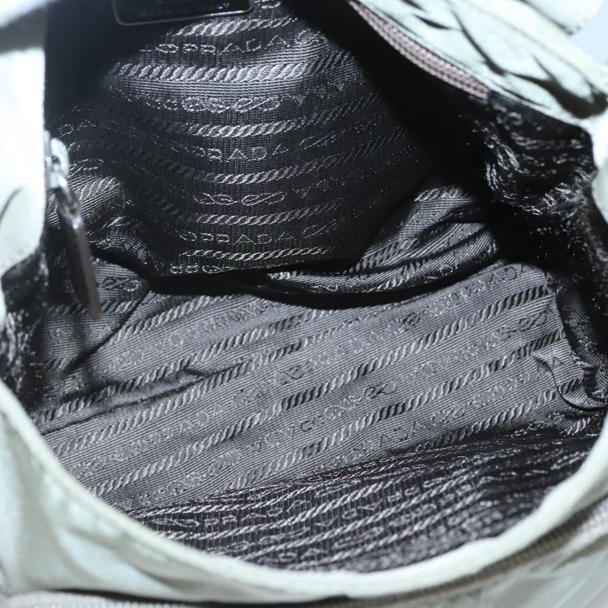 PRADA Shoulder Bag Nylon Green Silver Auth 121113