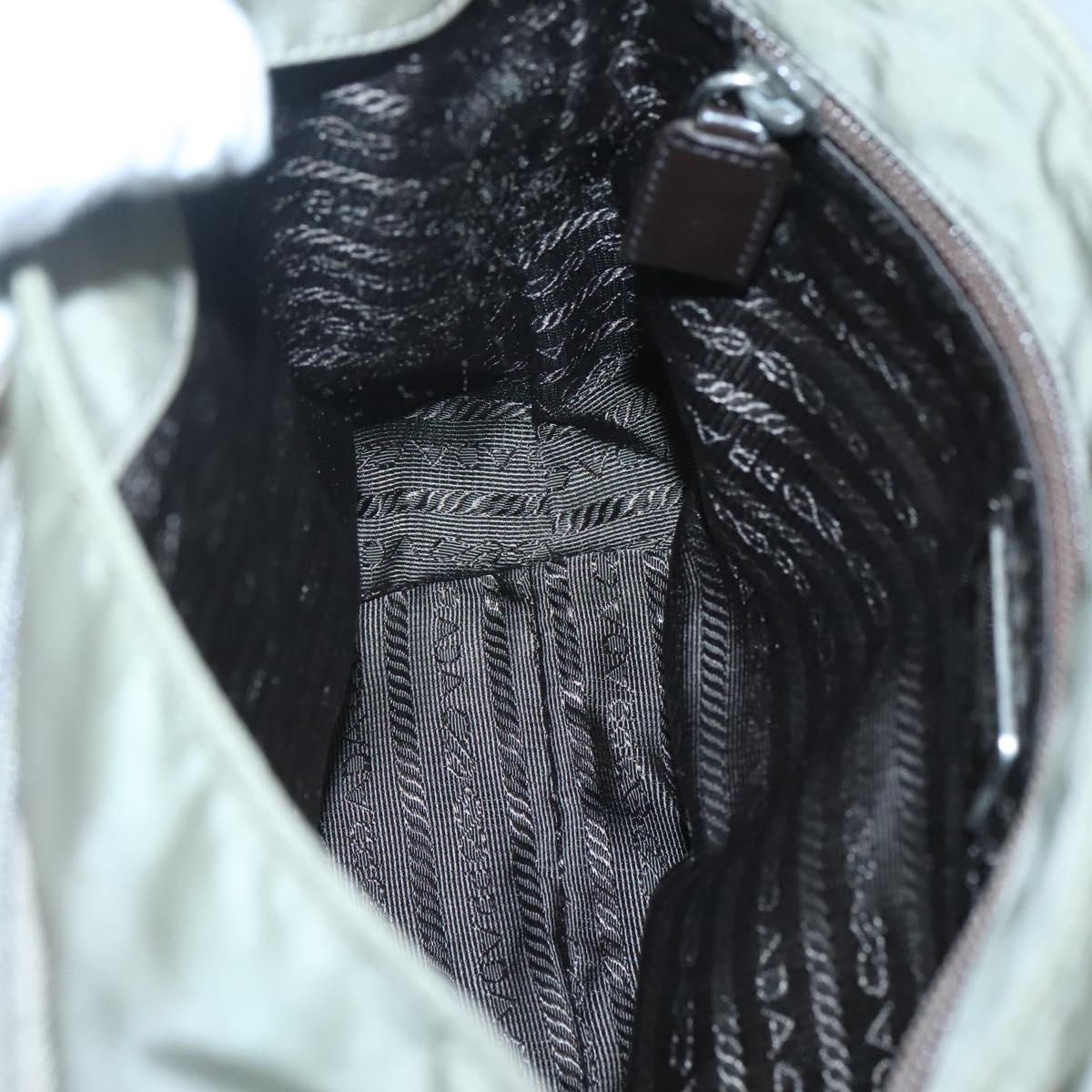 PRADA Shoulder Bag Nylon Green Silver Auth 121113