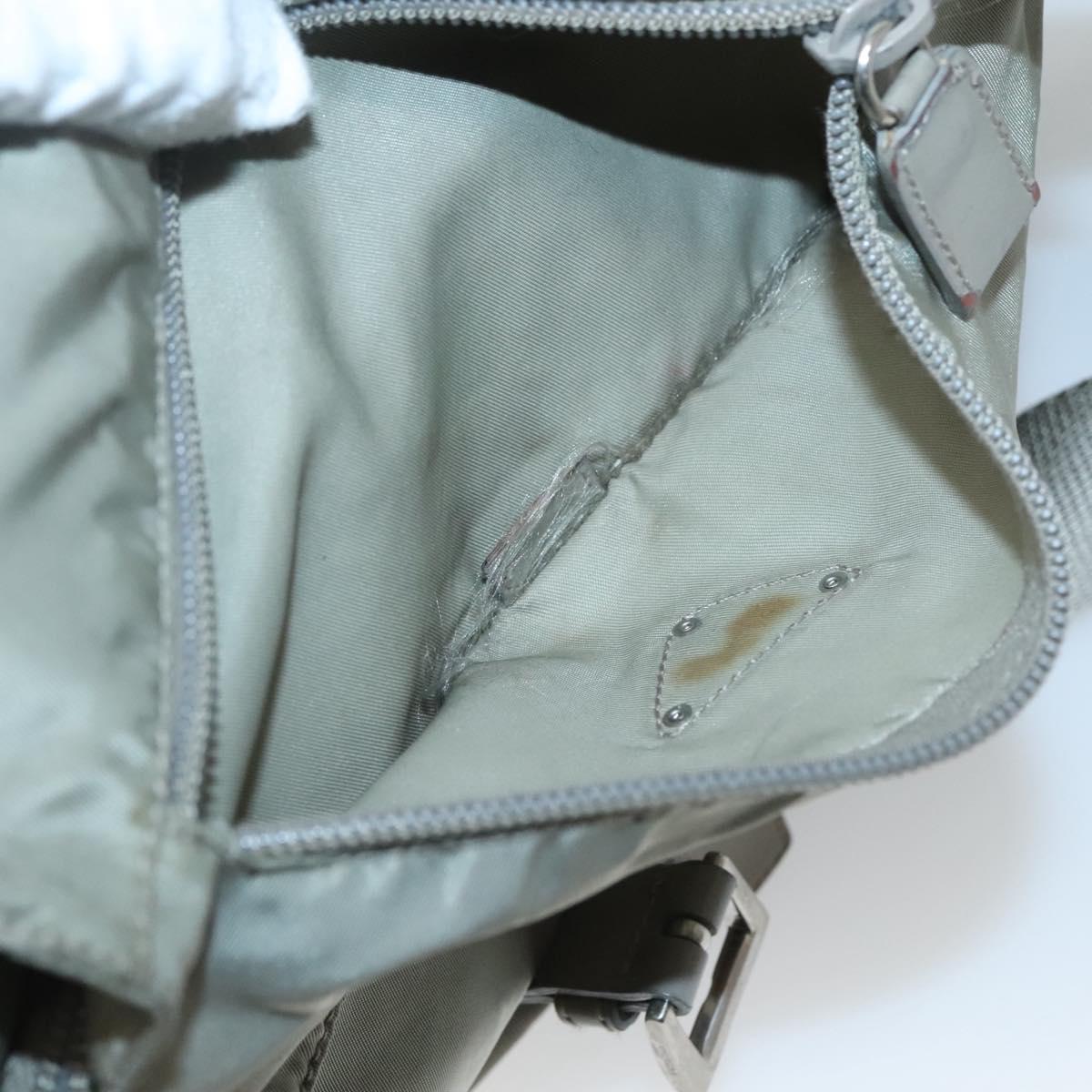 PRADA Shoulder Bag Nylon Green Silver Auth 121113