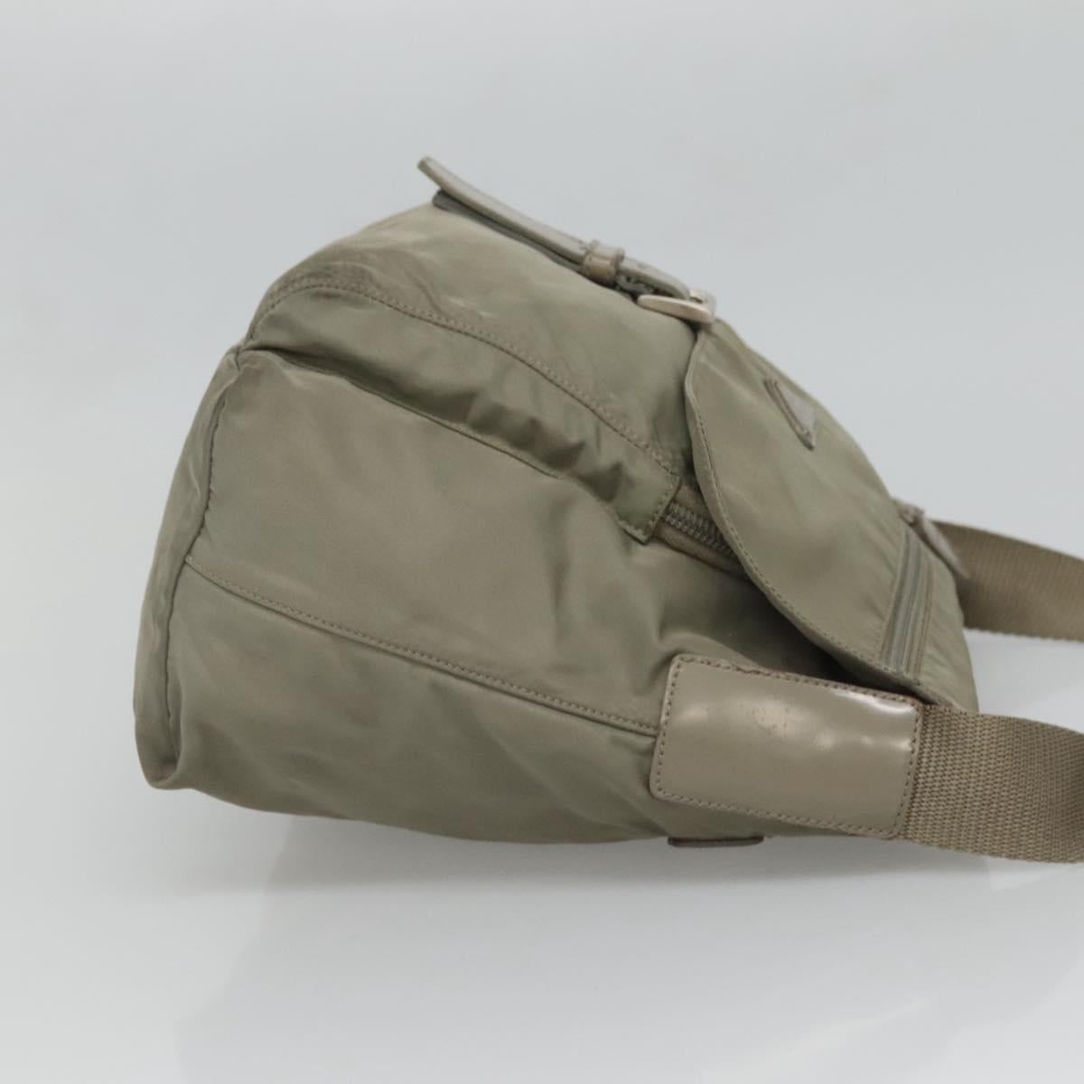 PRADA Shoulder Bag Nylon Green Silver Auth 121113