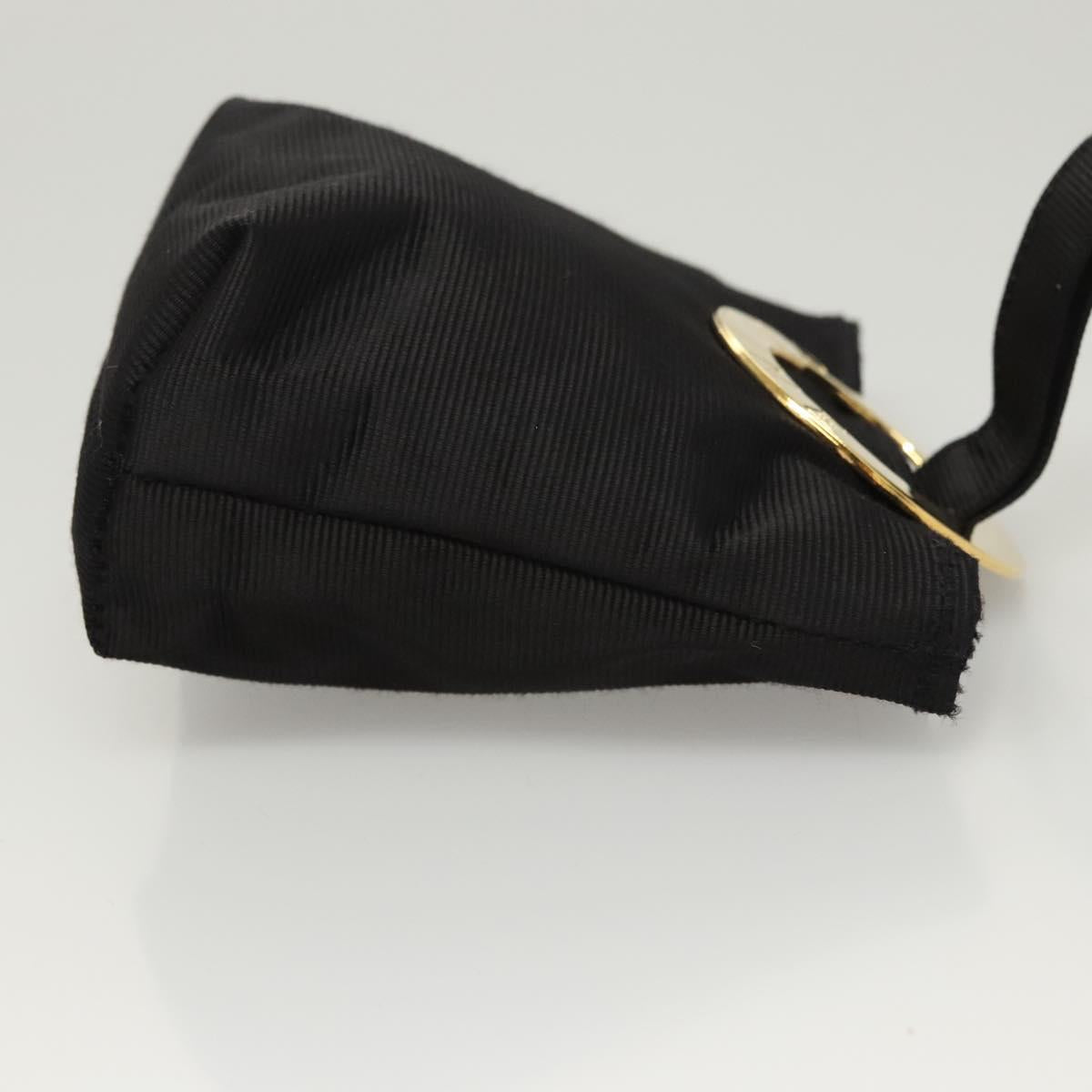 CELINE Pouch Nylon Black Gold Auth 121116