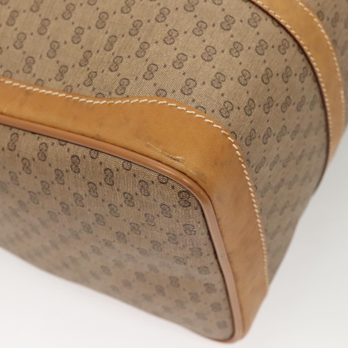 GUCCI Micro GG Supreme Hand Bag PVC Beige Gold Auth 121121