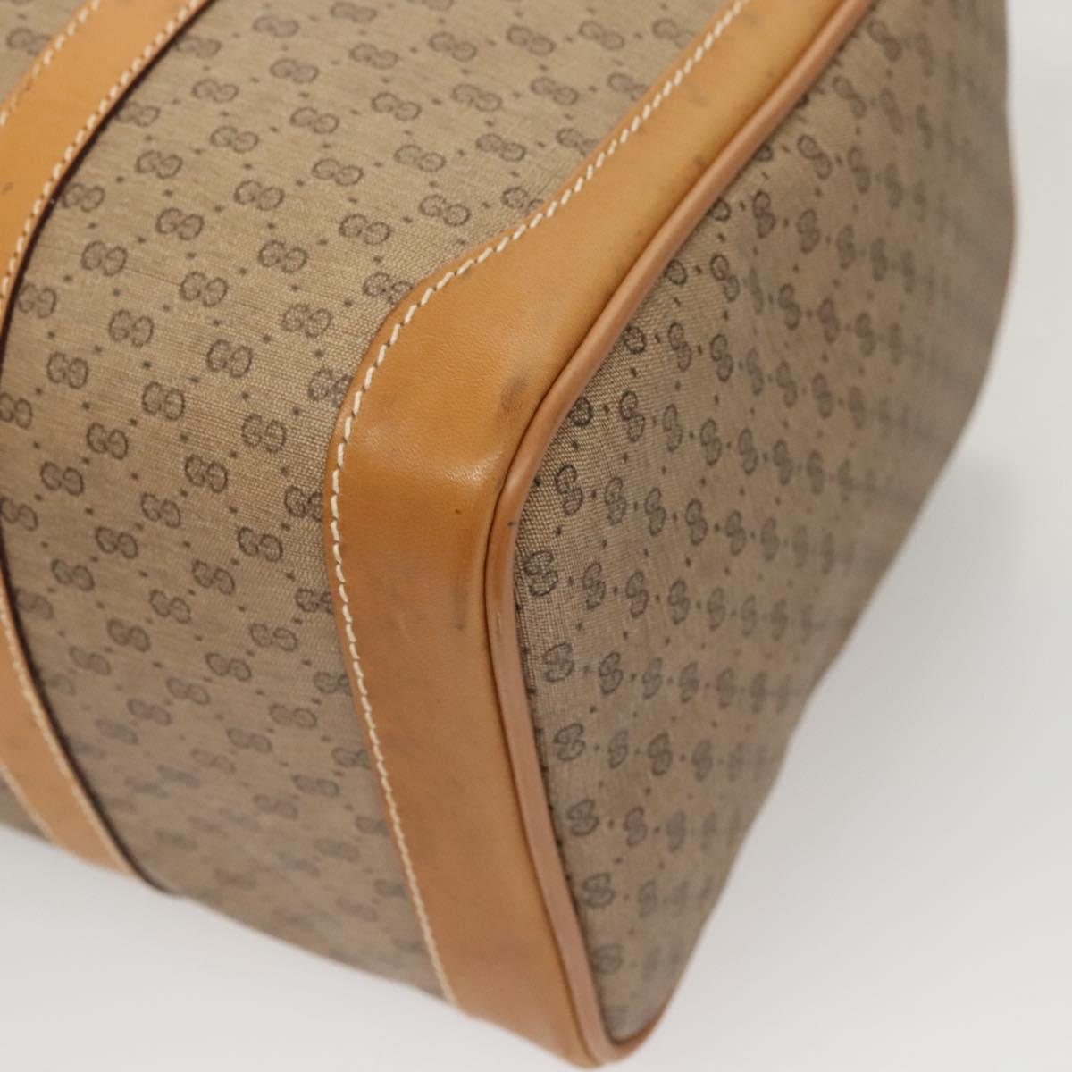 GUCCI Micro GG Supreme Hand Bag PVC Beige Gold Auth 121121