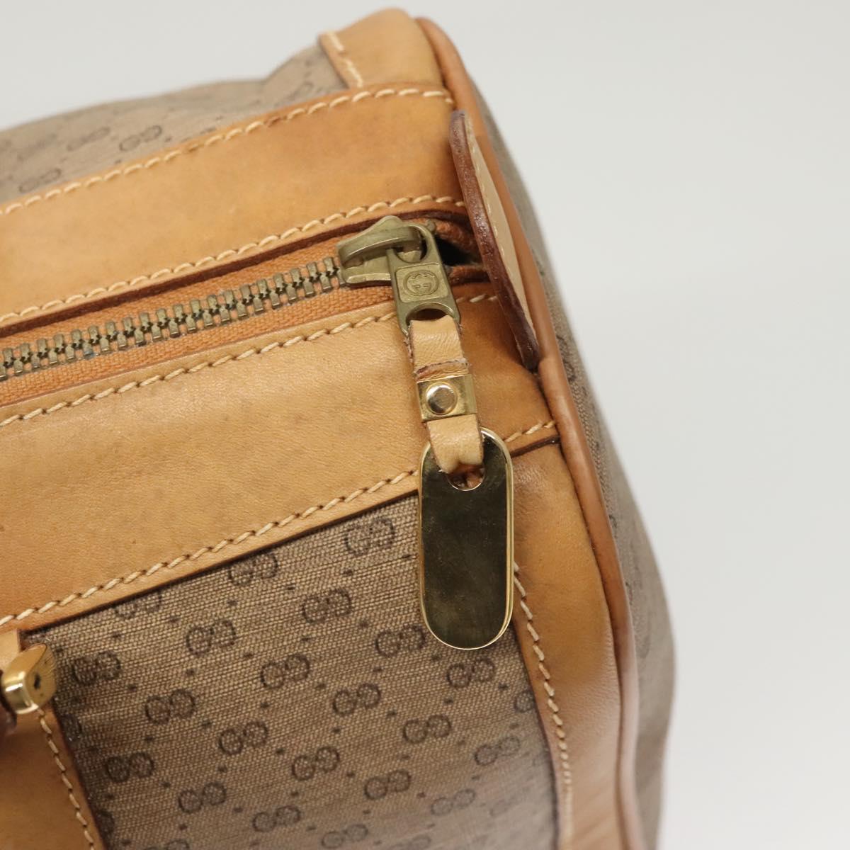 GUCCI Micro GG Supreme Hand Bag PVC Beige Gold Auth 121121