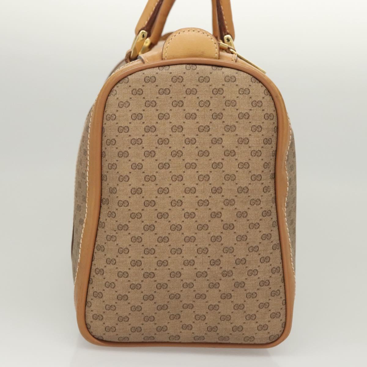 GUCCI Micro GG Supreme Hand Bag PVC Beige Gold Auth 121121