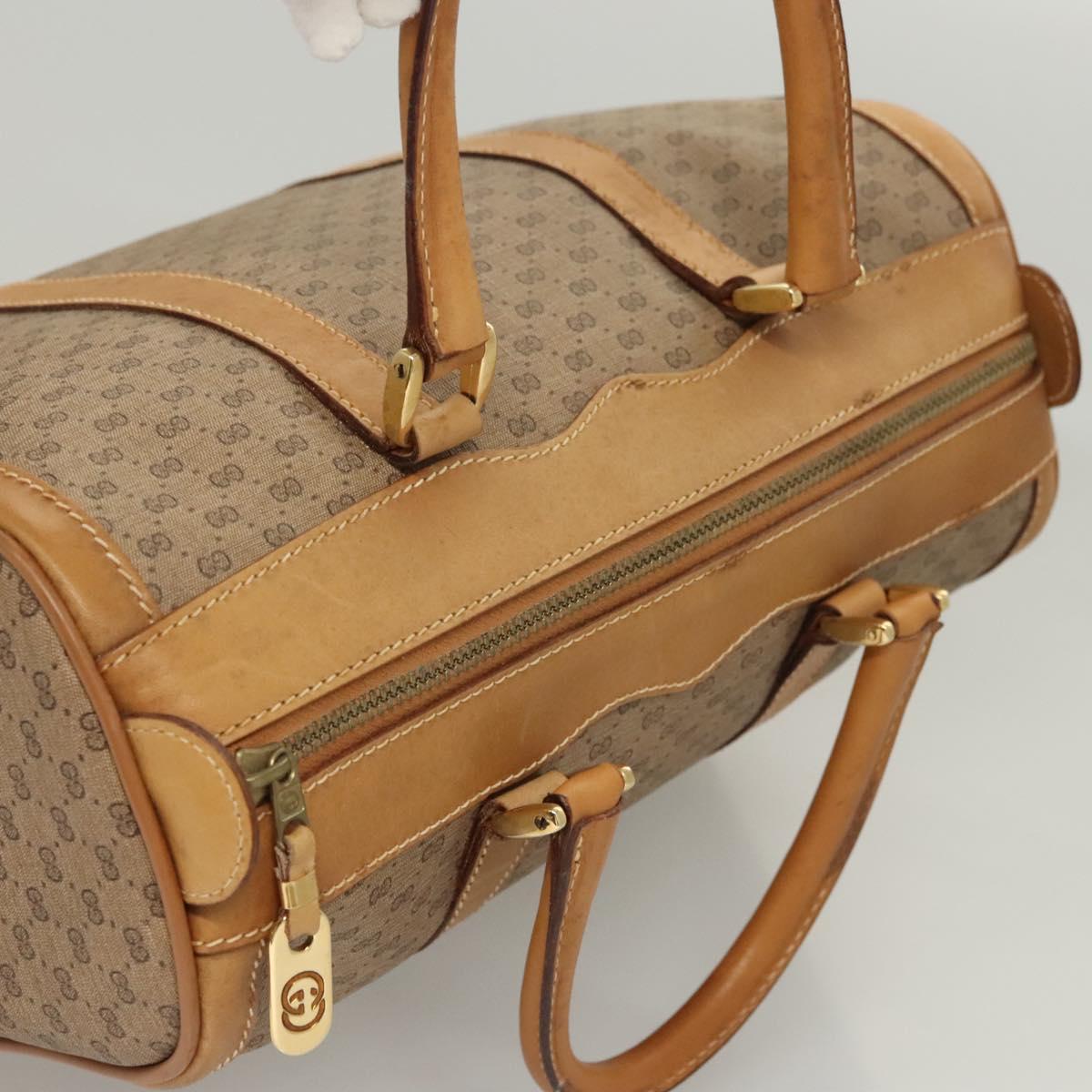 GUCCI Micro GG Supreme Hand Bag PVC Beige Gold Auth 121121