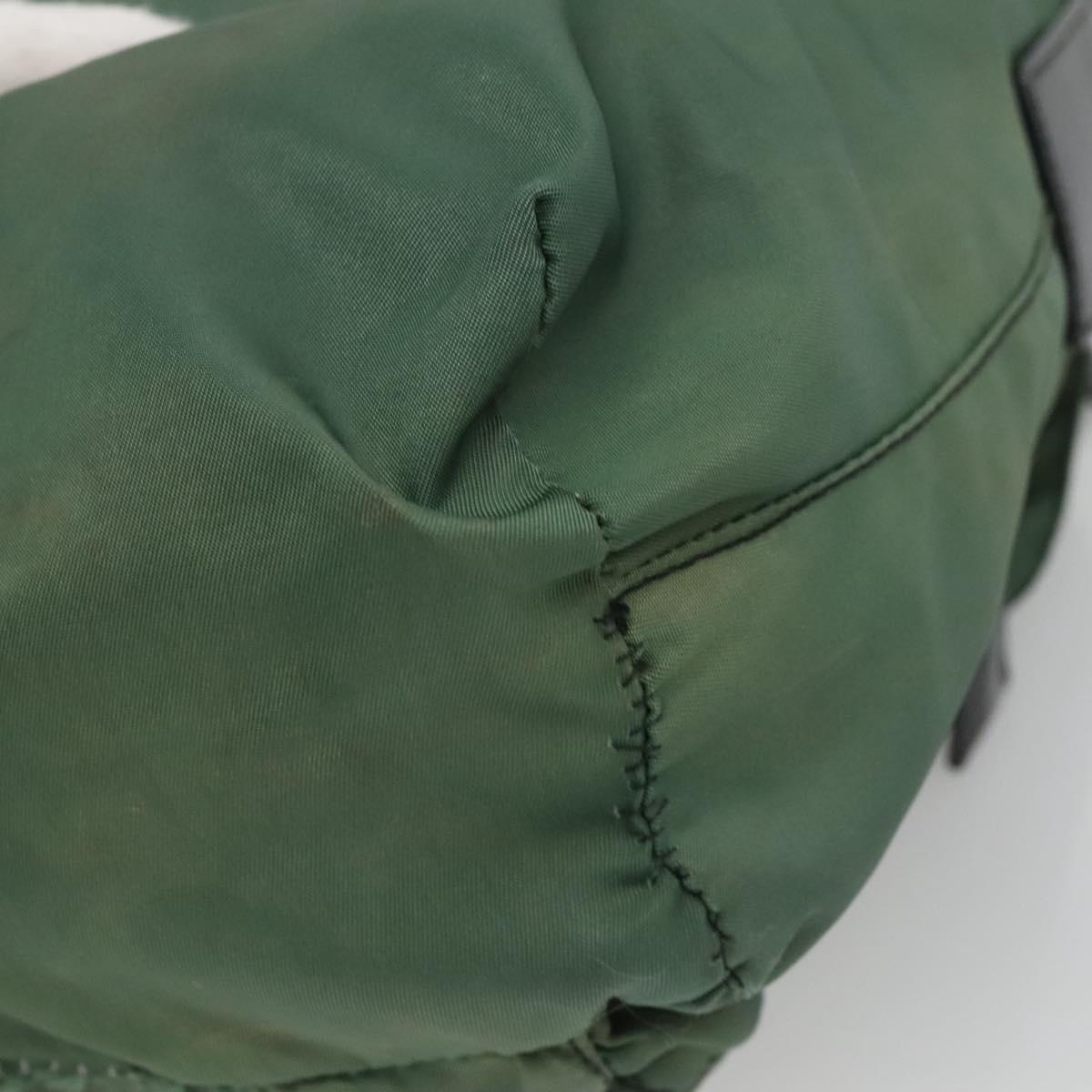 PRADA Shoulder Bag Nylon Green Silver Auth 121124