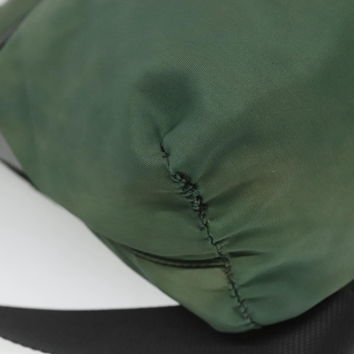 PRADA Shoulder Bag Nylon Green Silver Auth 121124