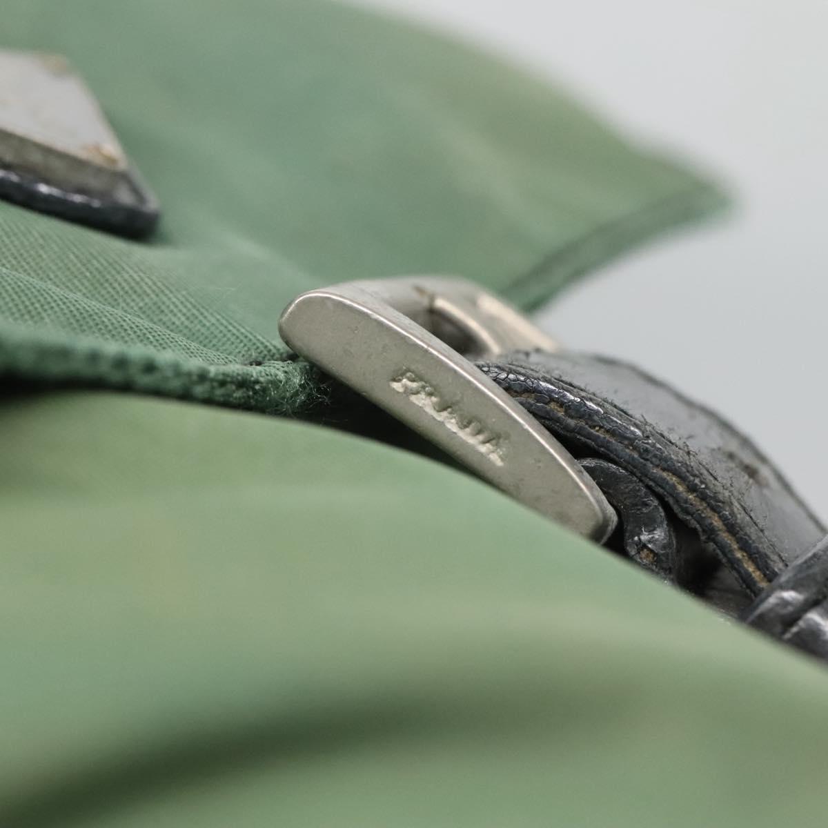 PRADA Shoulder Bag Nylon Green Silver Auth 121124