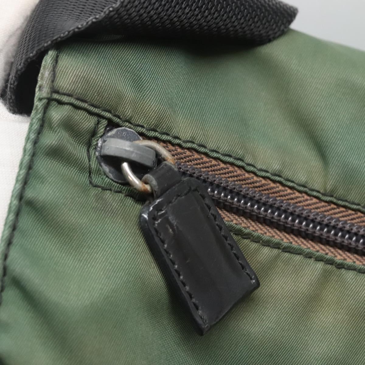 PRADA Shoulder Bag Nylon Green Silver Auth 121124