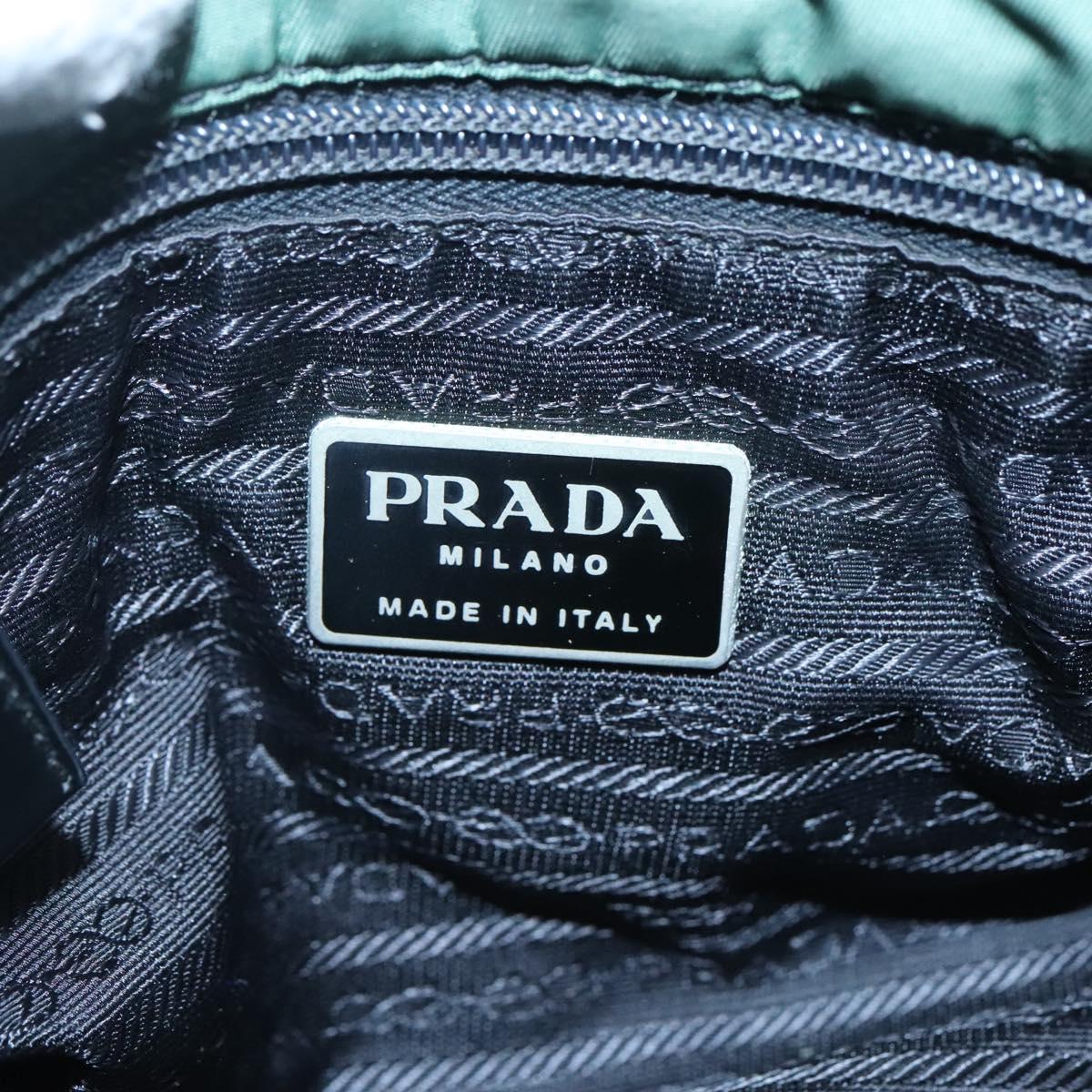 PRADA Shoulder Bag Nylon Green Silver Auth 121124