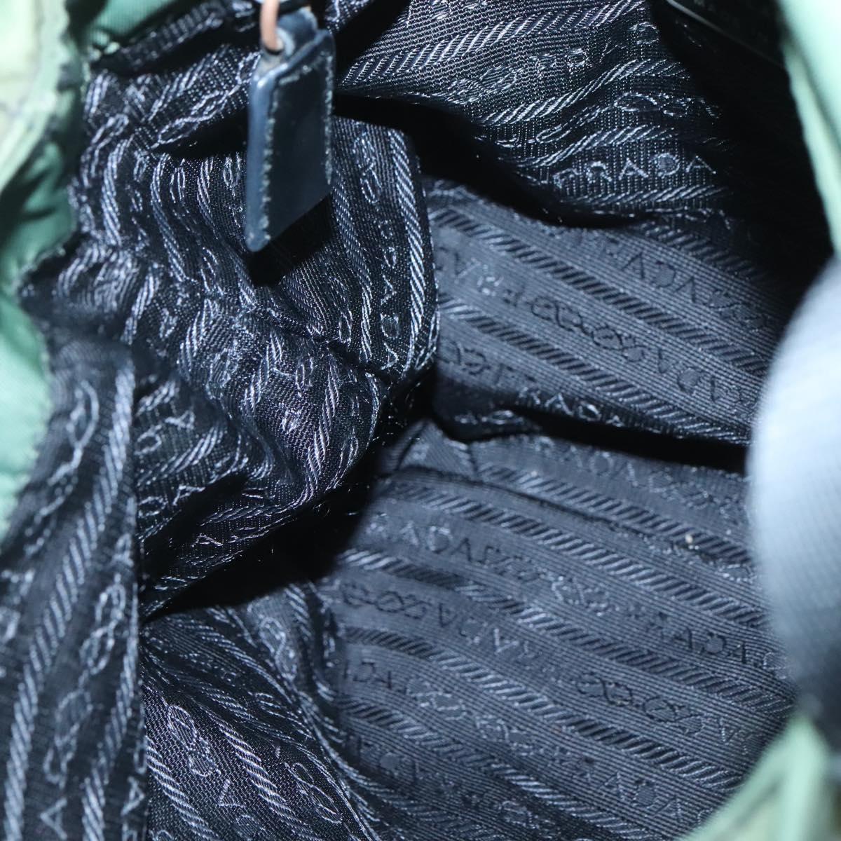 PRADA Shoulder Bag Nylon Green Silver Auth 121124