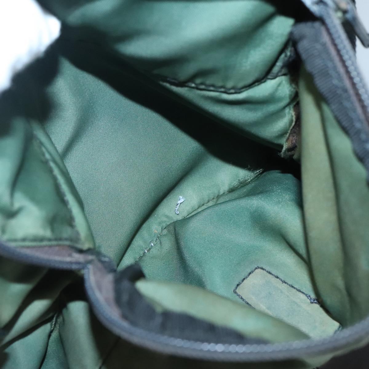 PRADA Shoulder Bag Nylon Green Silver Auth 121124