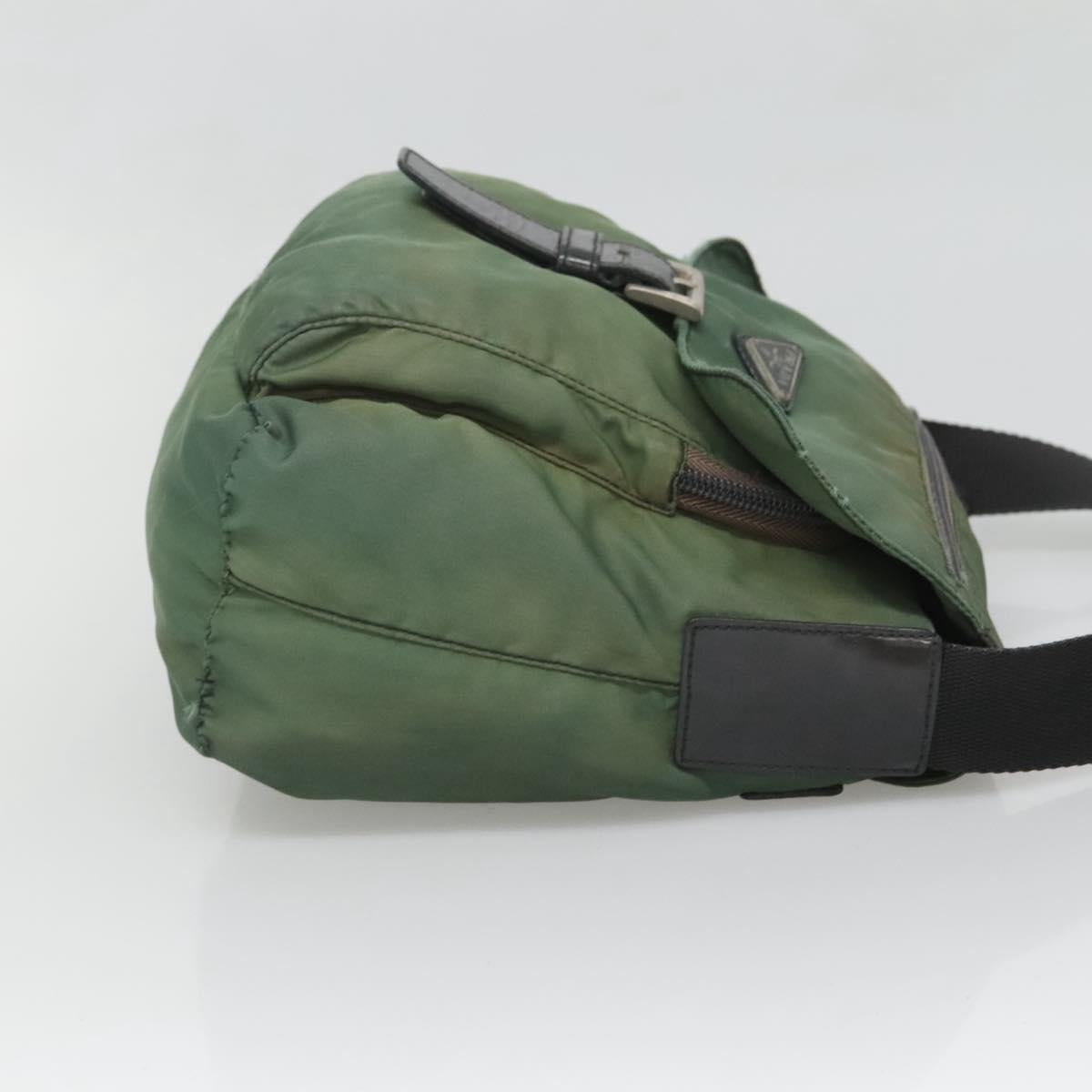 PRADA Shoulder Bag Nylon Green Silver Auth 121124