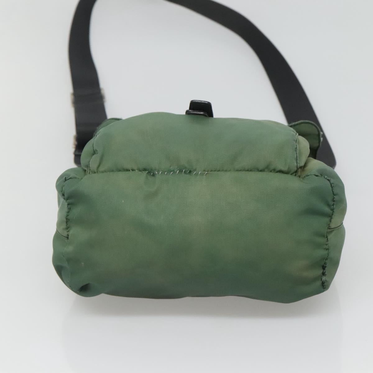 PRADA Shoulder Bag Nylon Green Silver Auth 121124