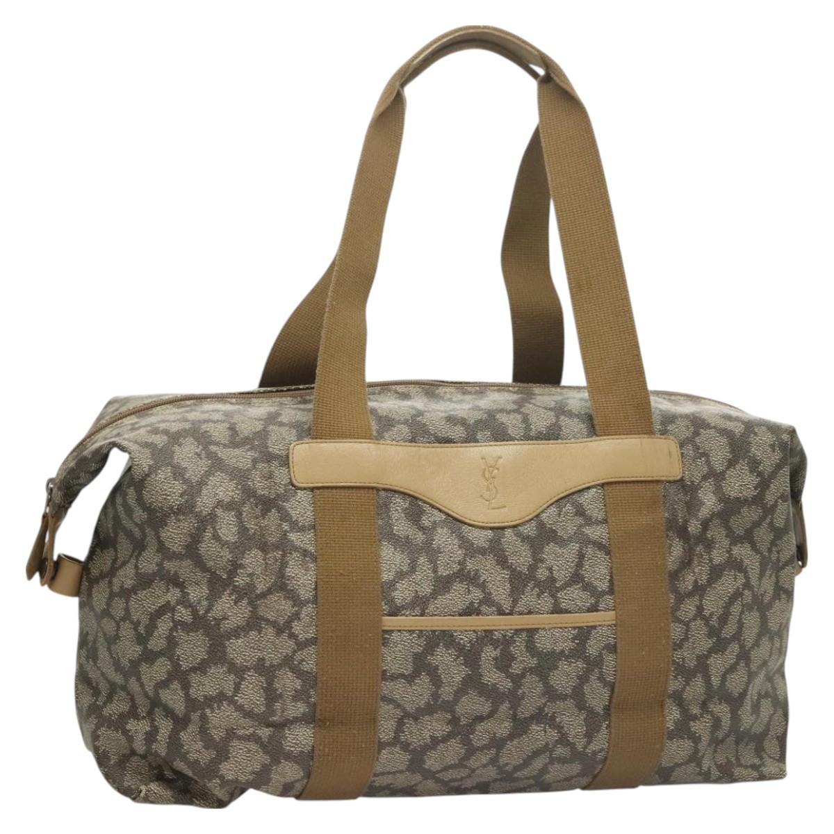 SAINT LAURENT Boston Bag PVC Canvas Gray Auth 121131