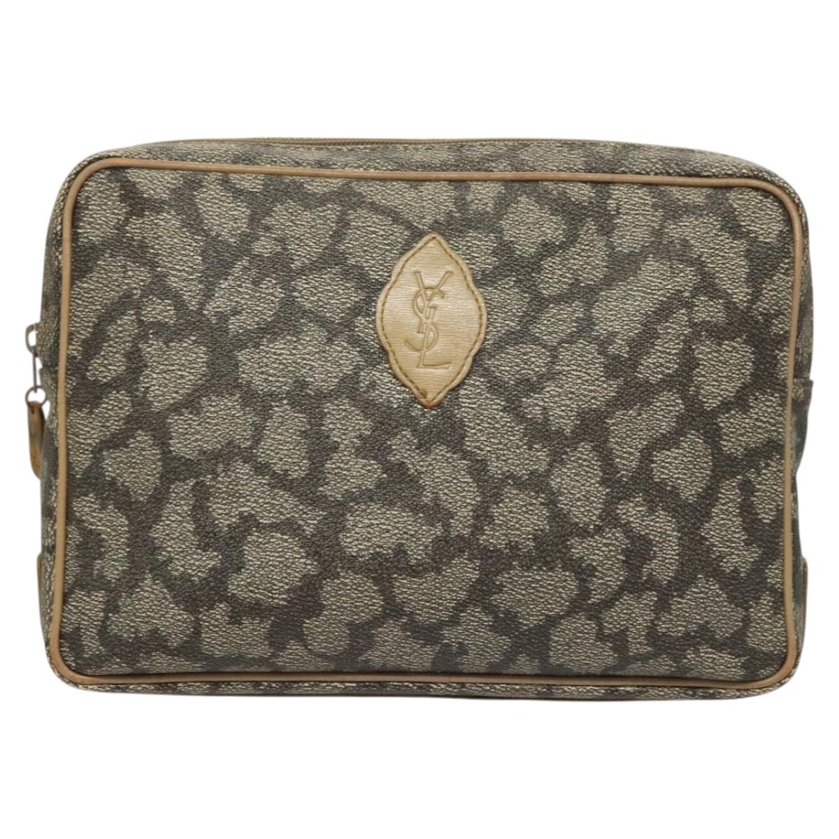 SAINT LAURENT Clutch Bag PVC Gray Auth 121132