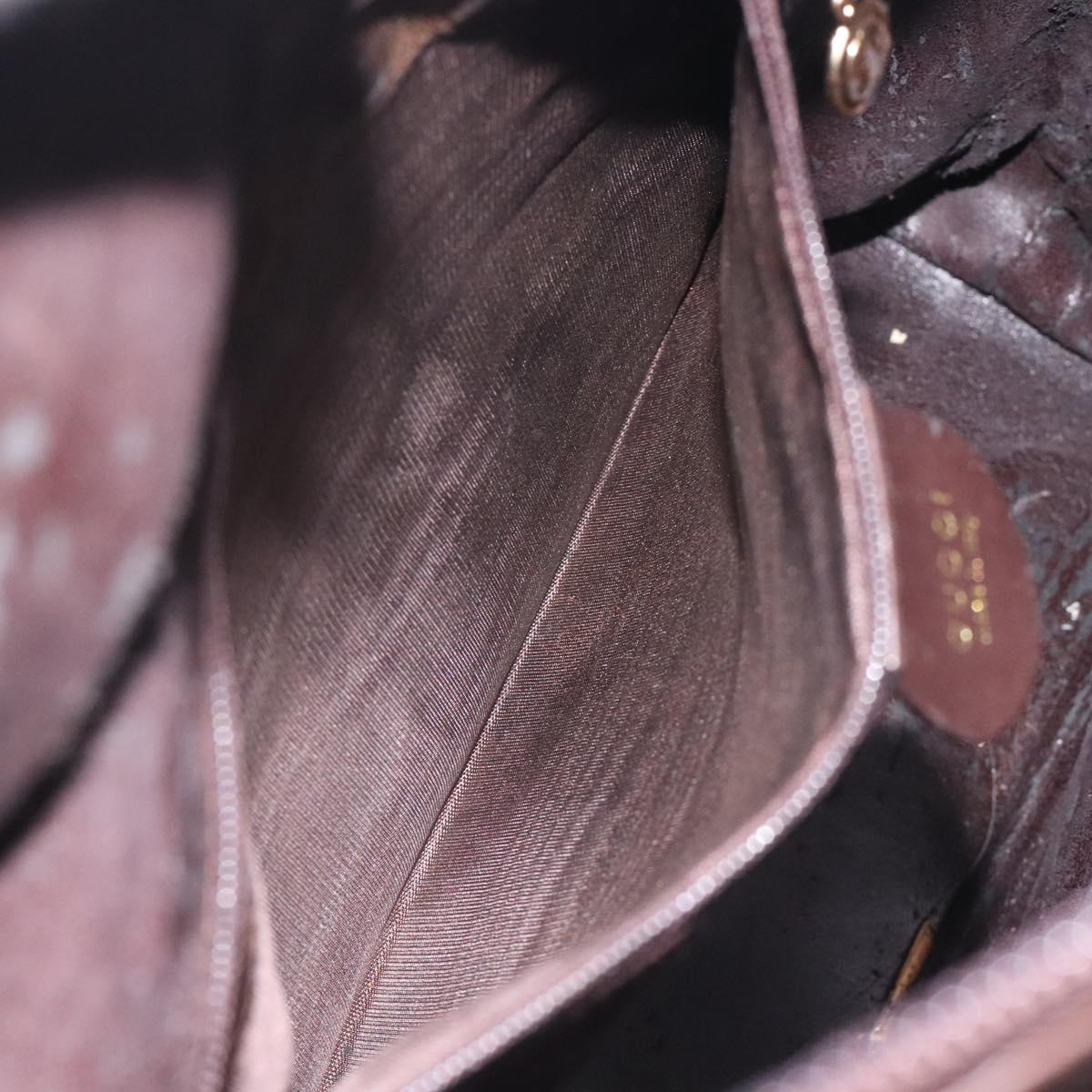 GUCCI Bamboo Hand Bag Leather 2way Dark Brown Gold Auth 121135