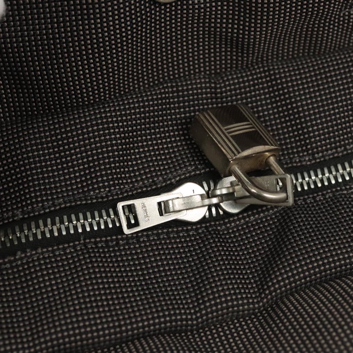 HERMES Her Line MM Hand Bag Canvas Gray Auth 121140