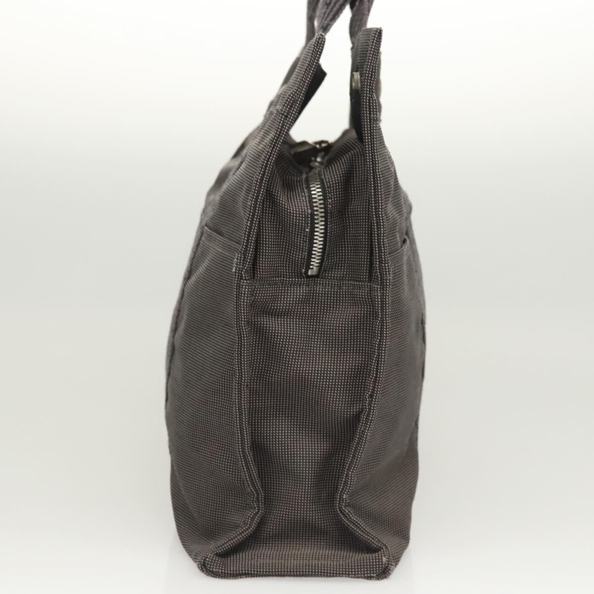HERMES Her Line MM Hand Bag Canvas Gray Auth 121140