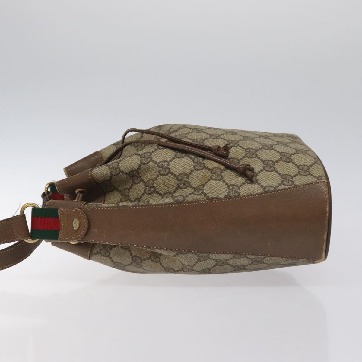 GUCCI GG Supreme Web Sherry Line Shoulder Bag PVC Beige 14 02 034 Auth 121156
