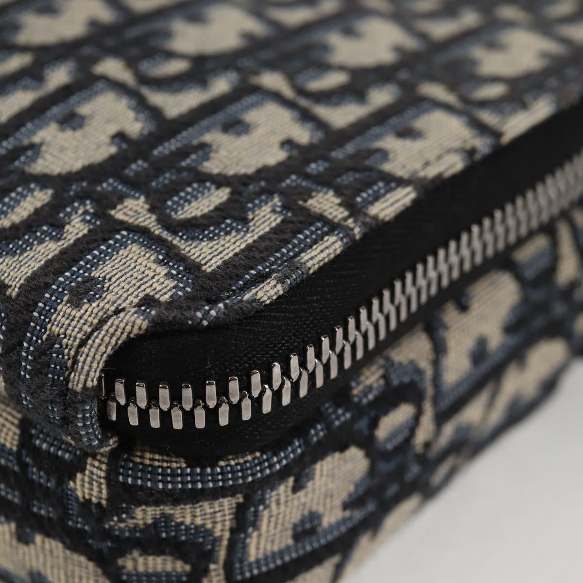 Christian Dior Trotter Canvas Shoulder Bag Navy Silver Auth 121172M