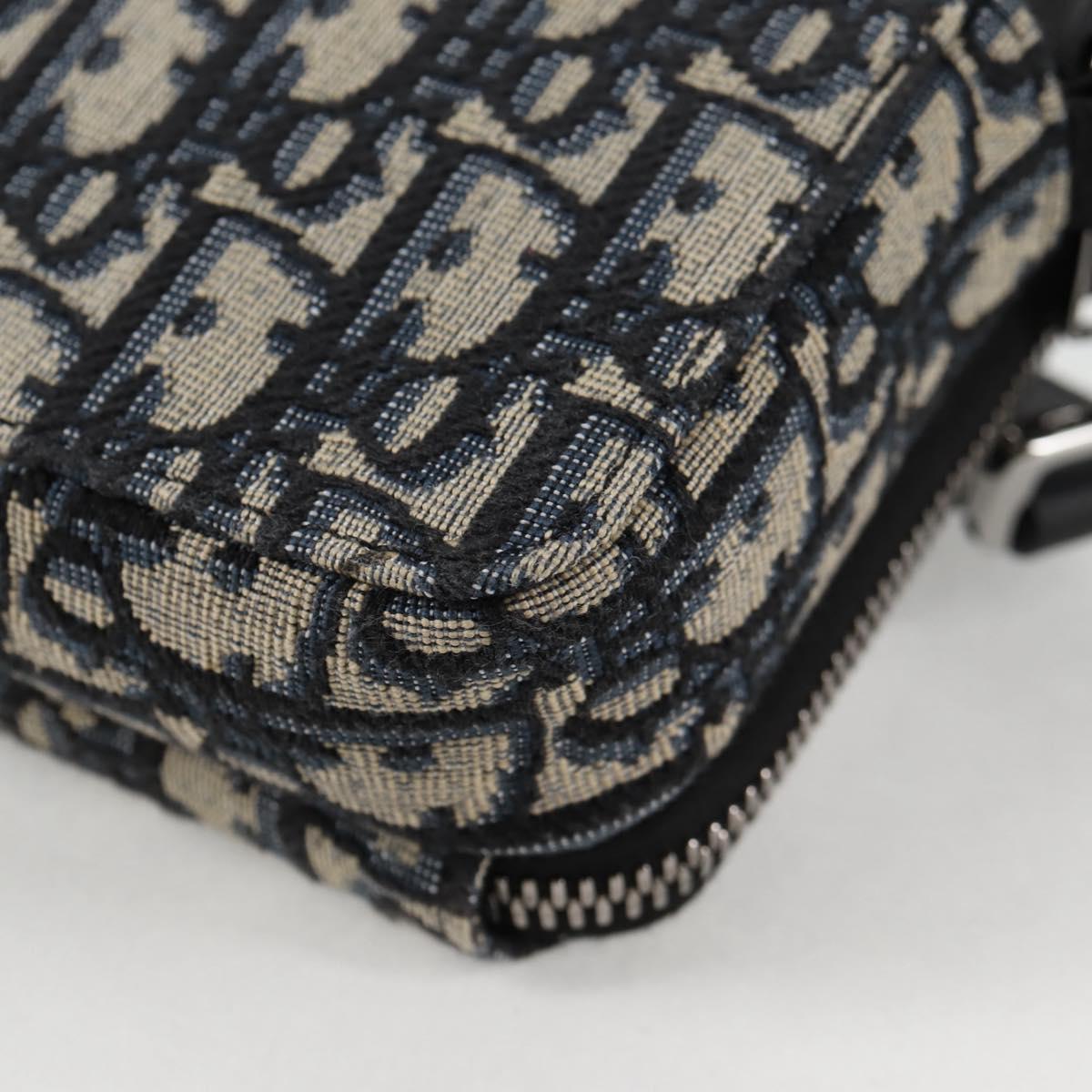Christian Dior Trotter Canvas Shoulder Bag Navy Silver Auth 121172M