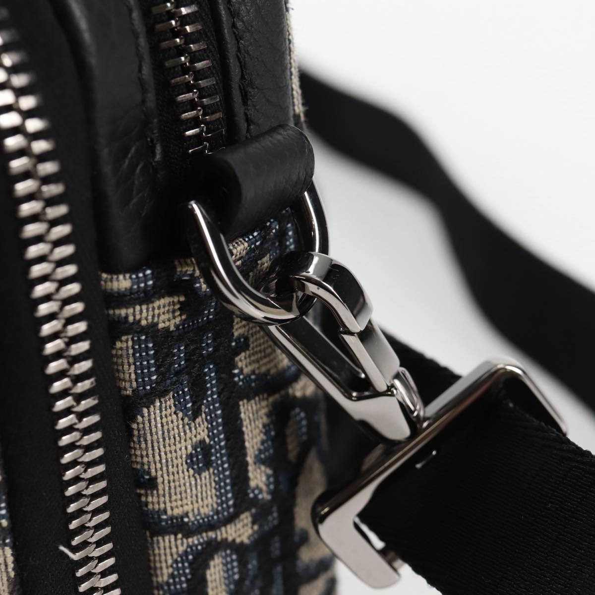 Christian Dior Trotter Canvas Shoulder Bag Navy Silver Auth 121172M