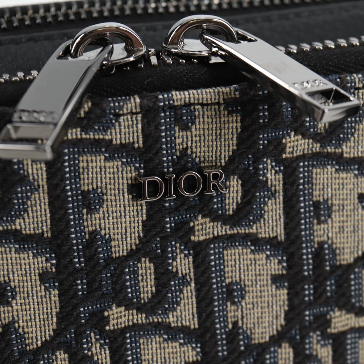 Christian Dior Trotter Canvas Shoulder Bag Navy Silver Auth 121172SAM