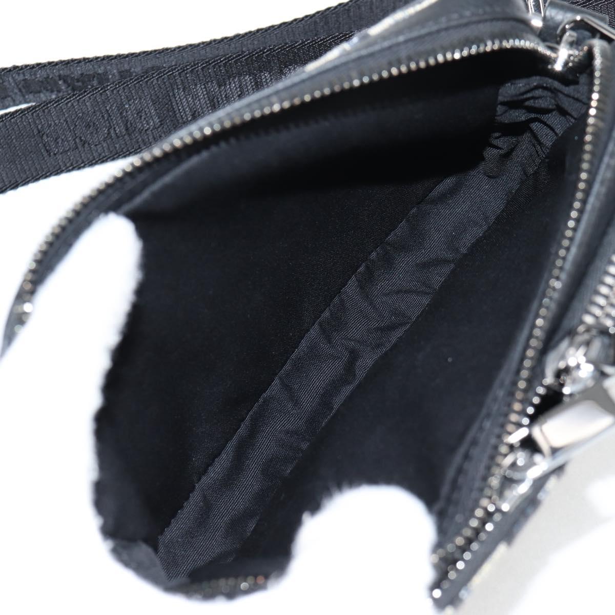 Christian Dior Trotter Canvas Shoulder Bag Navy Silver Auth 121172SAM