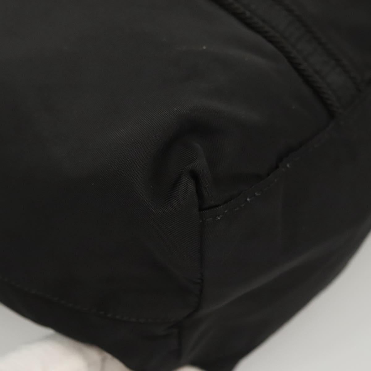 PRADA Tote Bag Nylon Black Silver Auth 121202