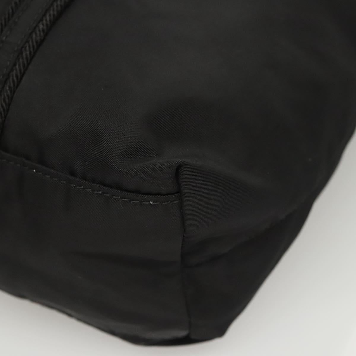 PRADA Tote Bag Nylon Black Silver Auth 121202