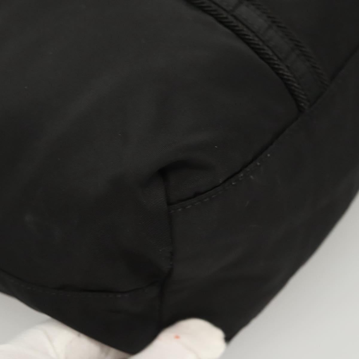 PRADA Tote Bag Nylon Black Silver Auth 121202
