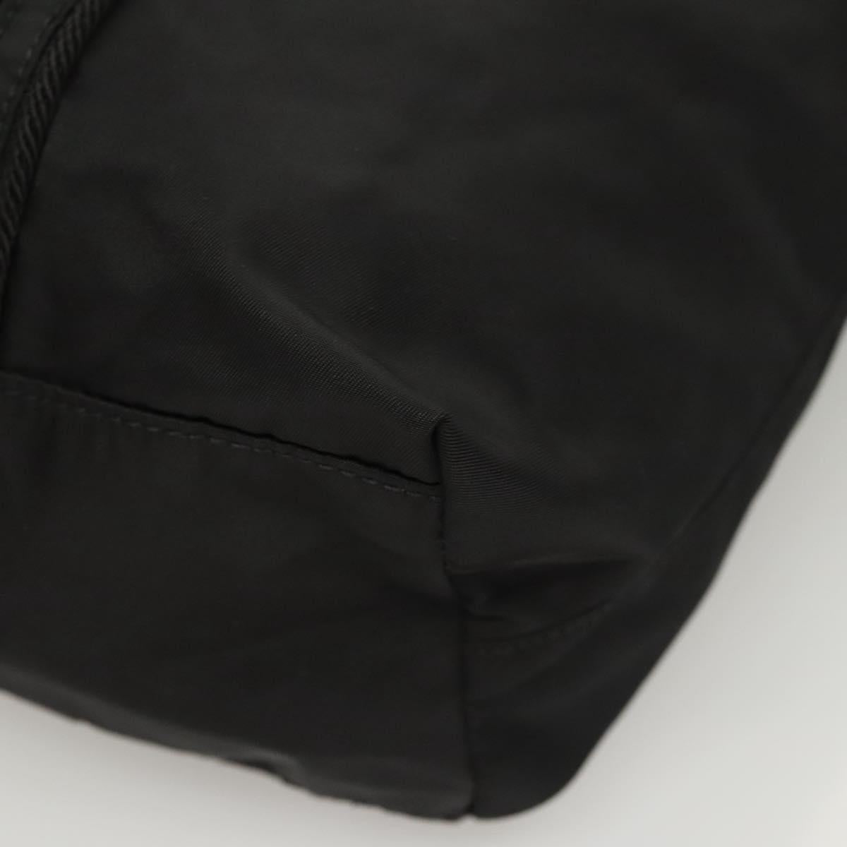 PRADA Tote Bag Nylon Black Silver Auth 121202