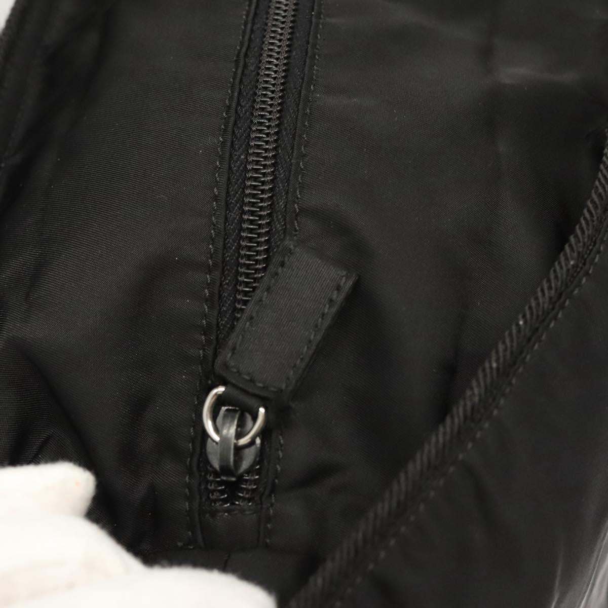 PRADA Tote Bag Nylon Black Silver Auth 121202