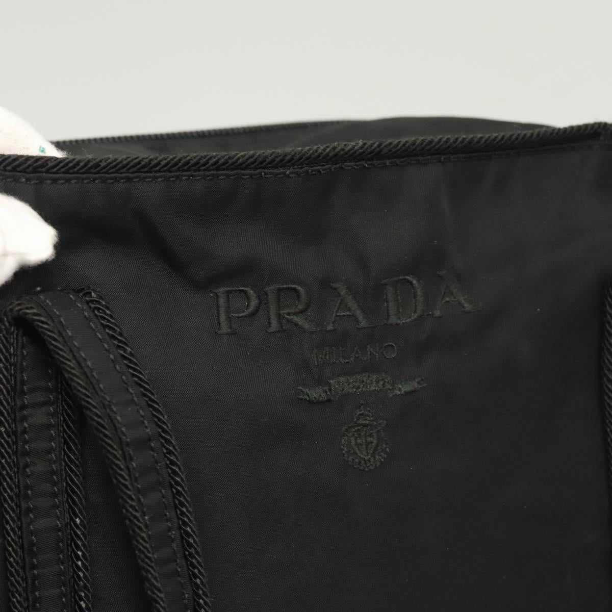 PRADA Tote Bag Nylon Black Silver Auth 121202