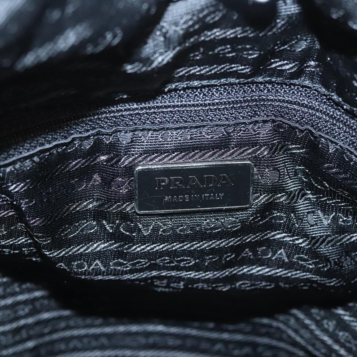 PRADA Tote Bag Nylon Black Silver Auth 121202