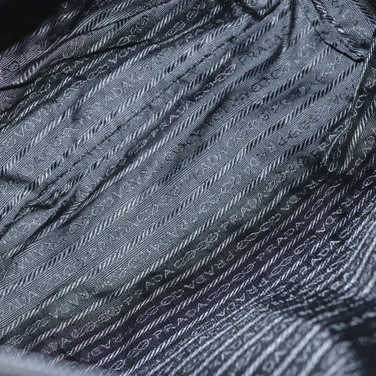 PRADA Tote Bag Nylon Black Silver Auth 121202