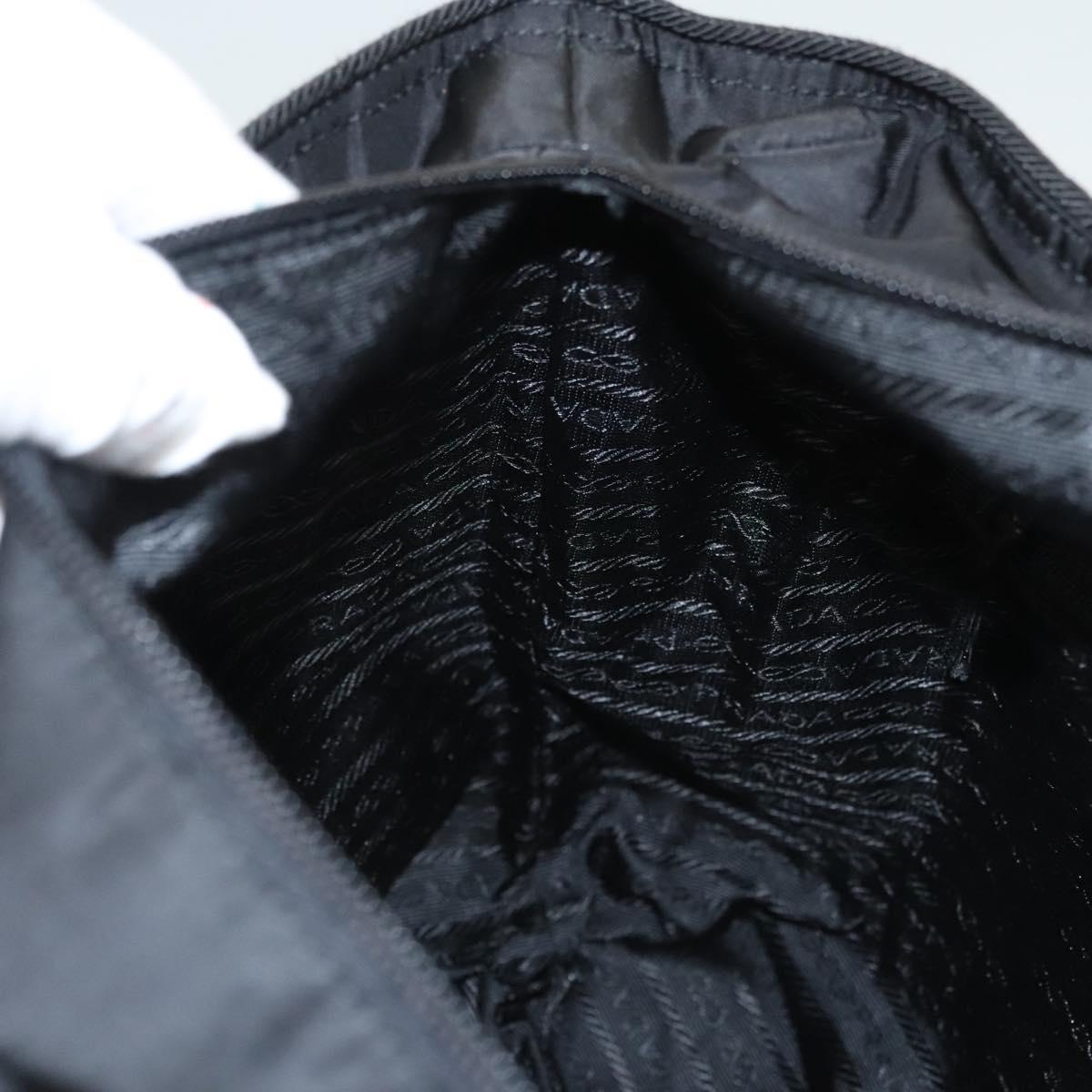 PRADA Tote Bag Nylon Black Silver Auth 121202