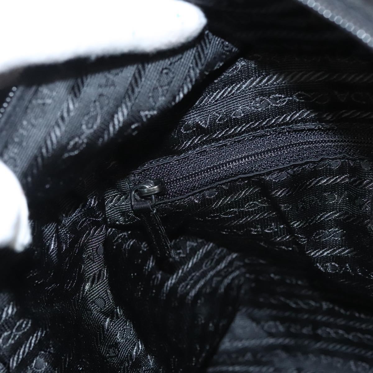 PRADA Tote Bag Nylon Black Silver Auth 121202