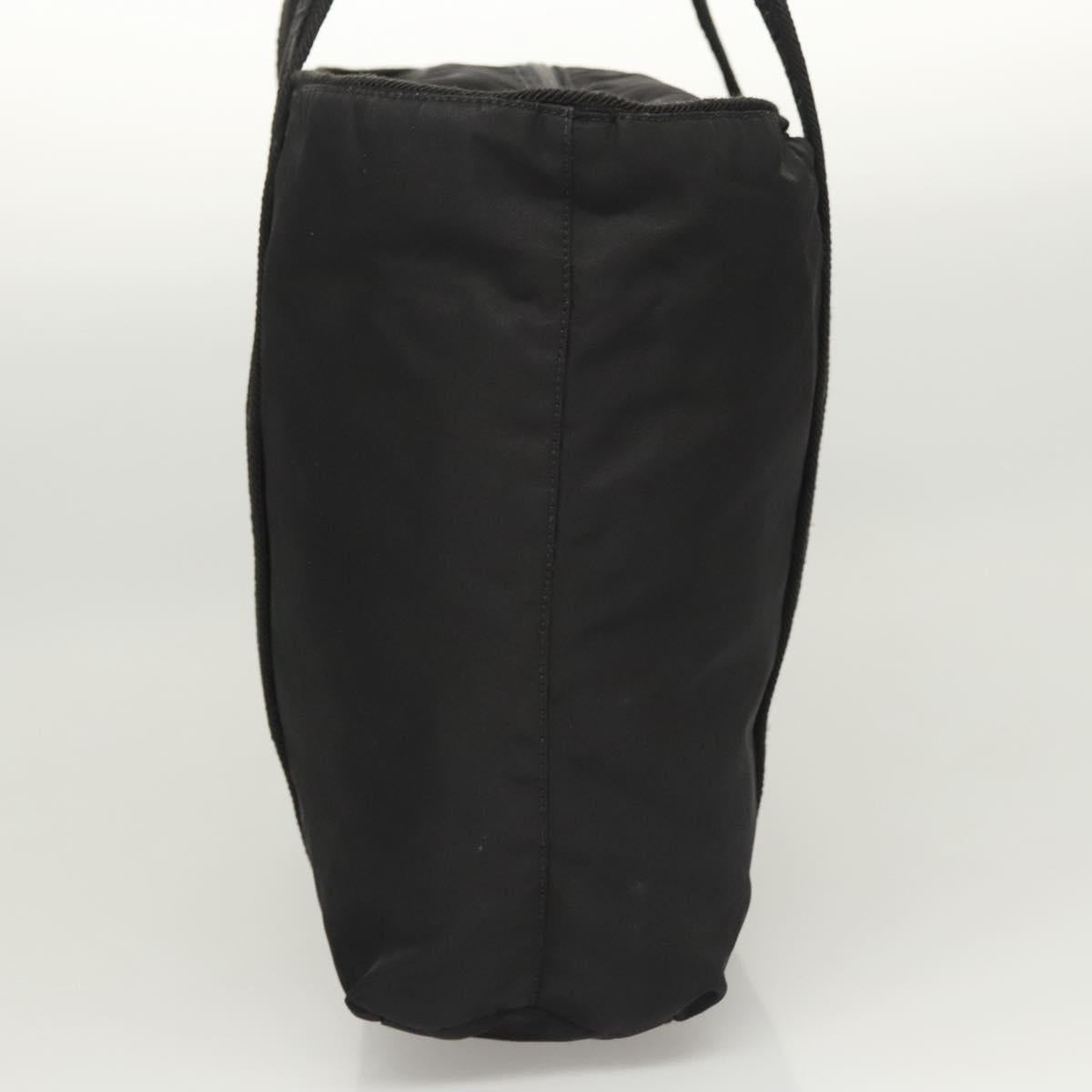 PRADA Tote Bag Nylon Black Silver Auth 121202
