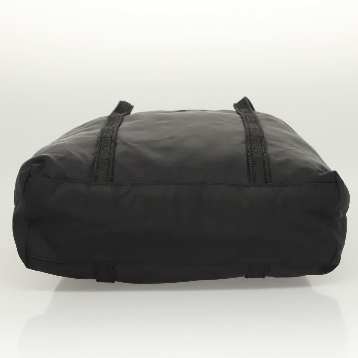 PRADA Tote Bag Nylon Black Silver Auth 121202